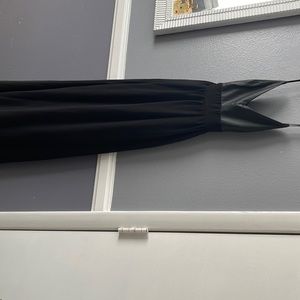 Half Leather Black Maxi Dress